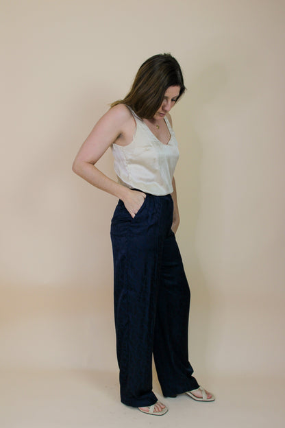 BA&SH Moloy Satin Print Loose fit Trousers Size 8