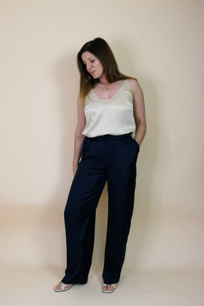 BA&SH Moloy Satin Print Loose fit Trousers Size 8