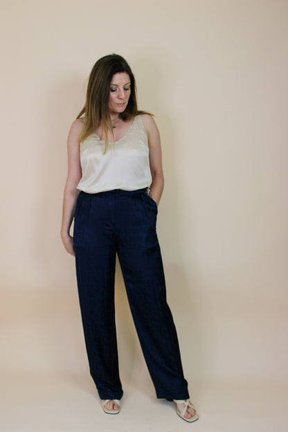 BA&SH Moloy Satin Print Loose fit Trousers Size 8