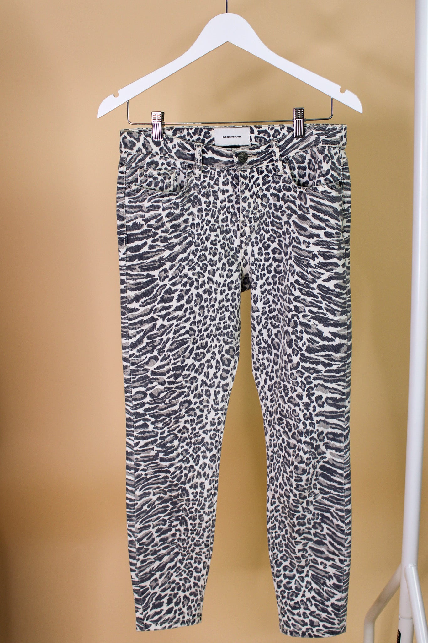 CURRENT ELLLIOTT Stiletto Leopard Print Mid Rise Skinny Jeans Size 26
