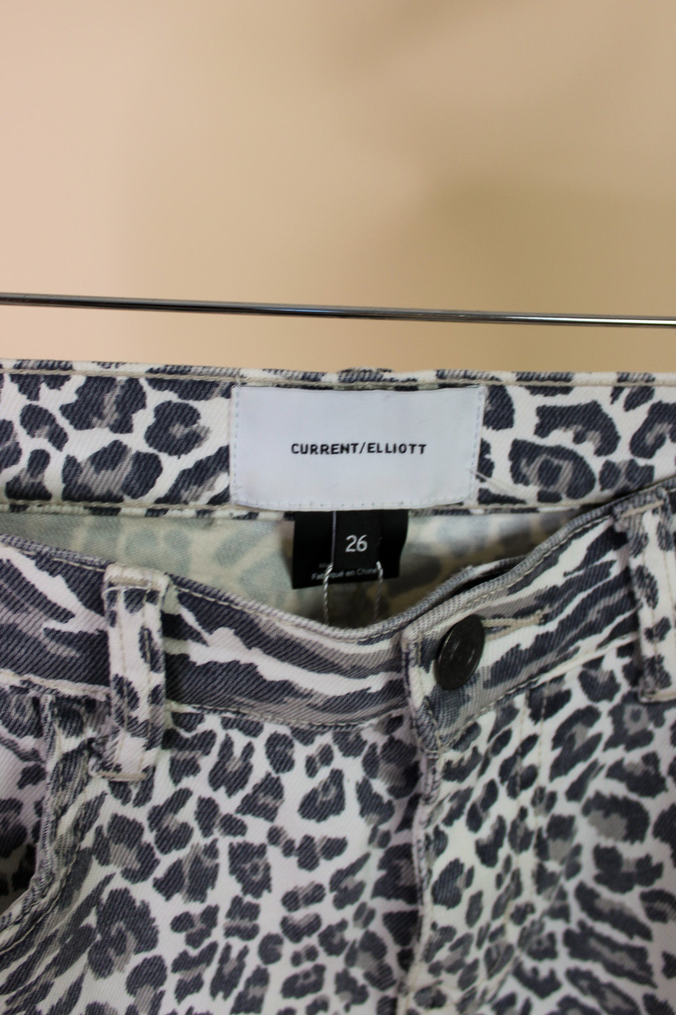 CURRENT ELLLIOTT Stiletto Leopard Print Mid Rise Skinny Jeans Size 26