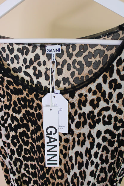 GANNI Leopard Print Long Sleeve Leotard Body Size L