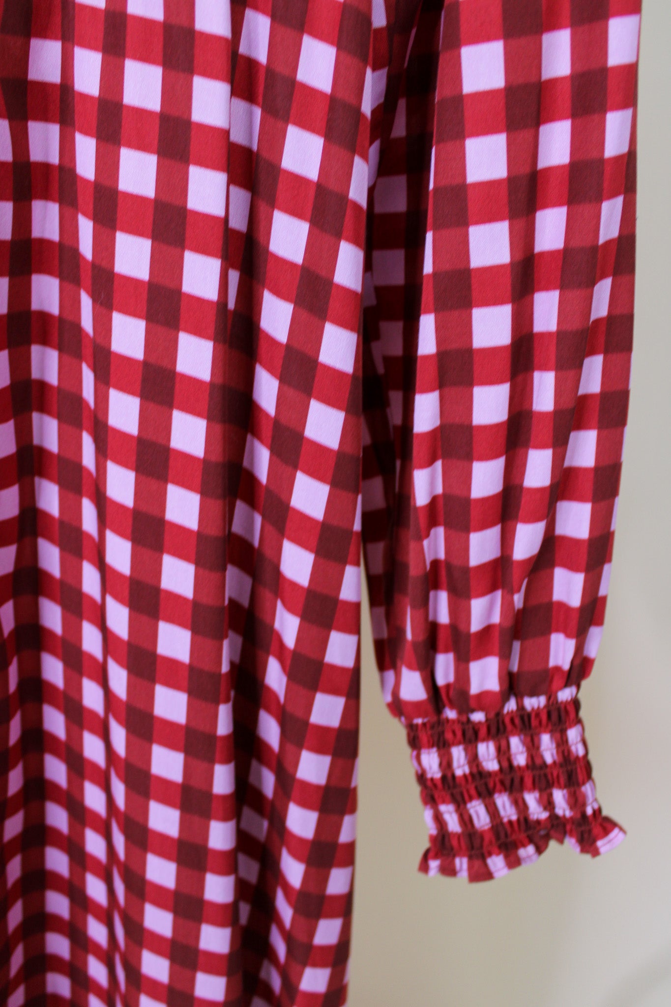 KITRI Molly Pink Checked Shirred Dress Size 14