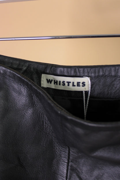 WHISTLES A Line Leather Panel Midi Skirt Size 8