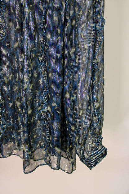 SOEUR Kayla Metallic Frill Long Sleeve Blouse Size 12