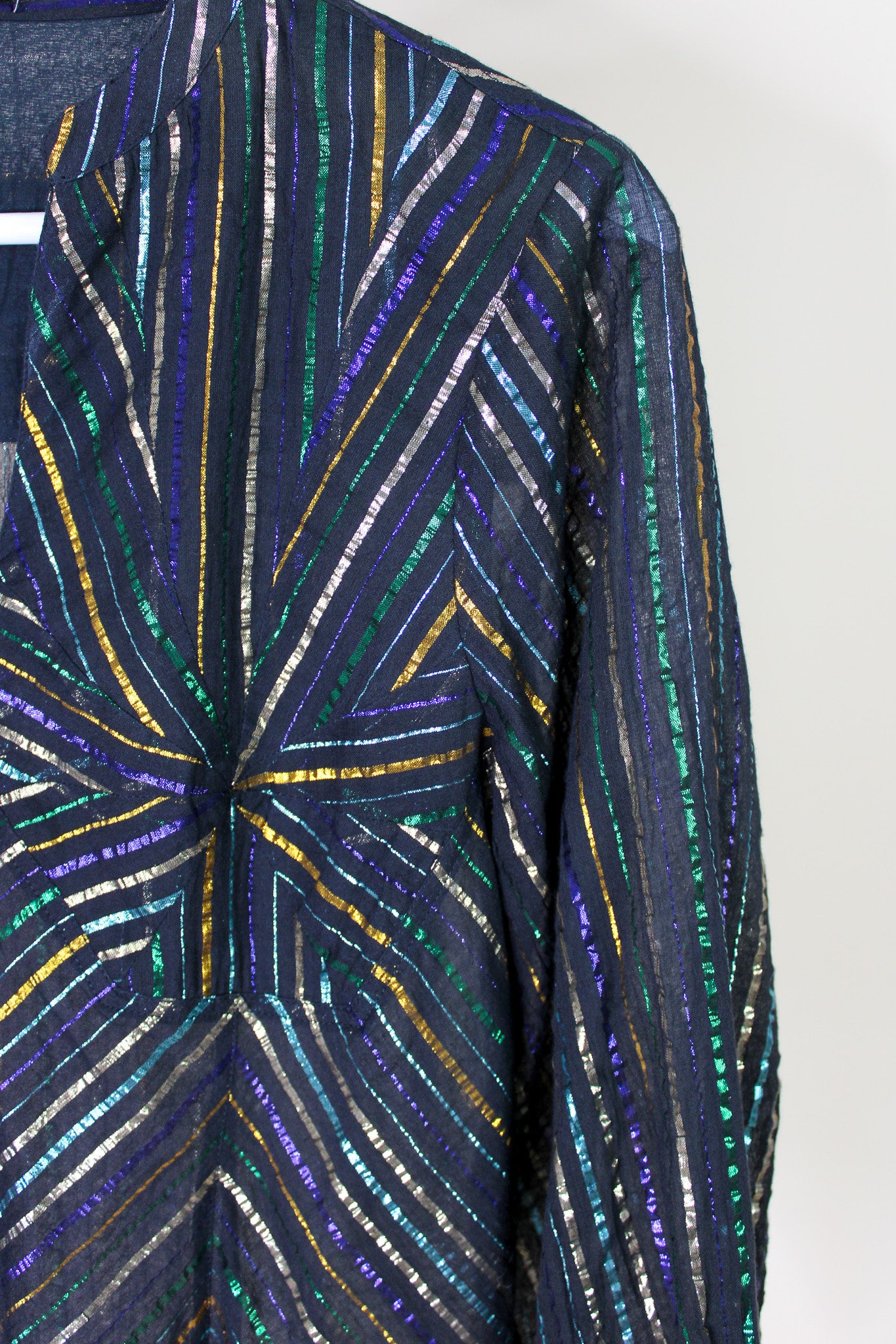 VINTAGE Metallic Stripe Geometric Blouse Size 8-10
