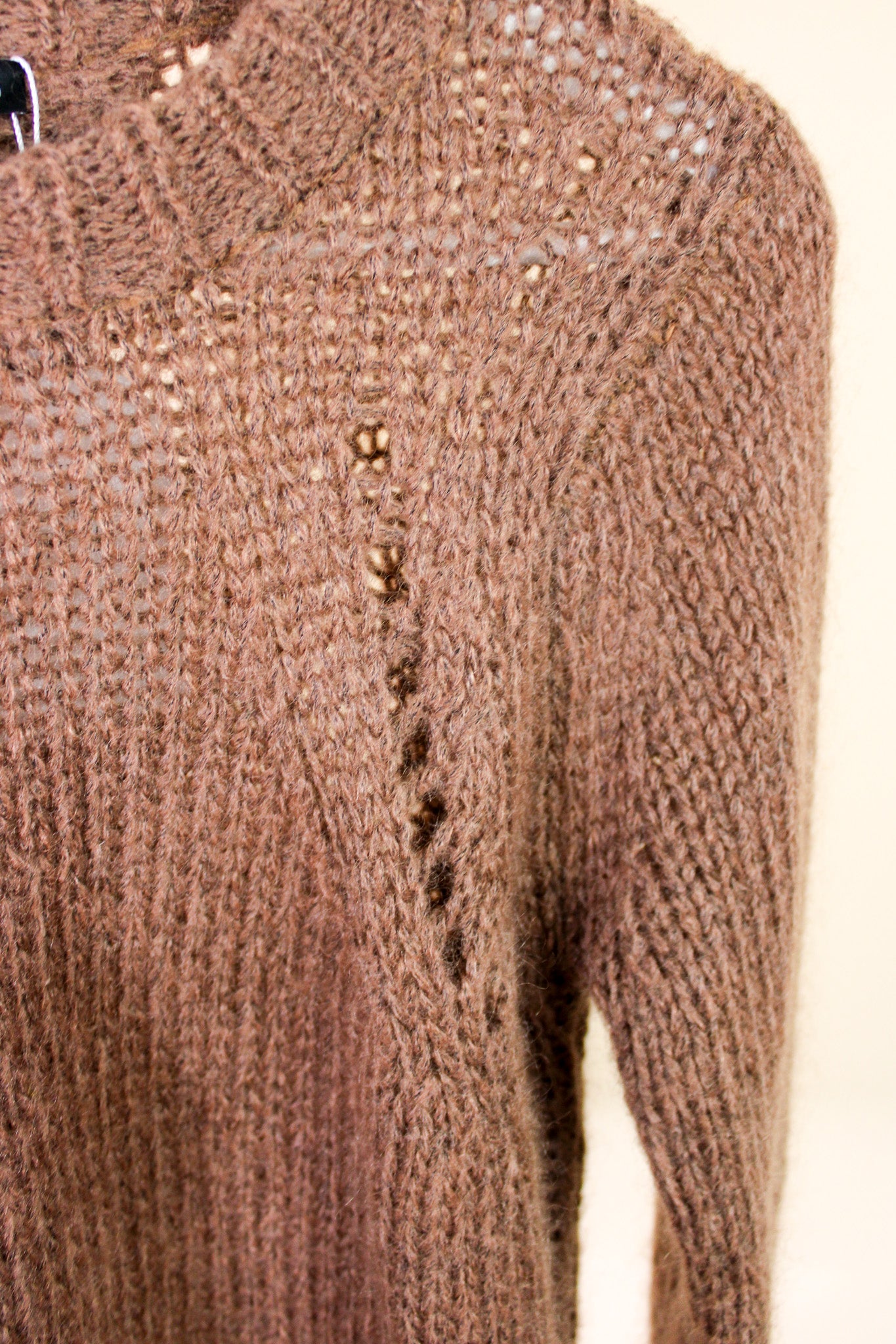WHISTLES Chunky Open Knit Pleat Dropped Hem Jumper Size S