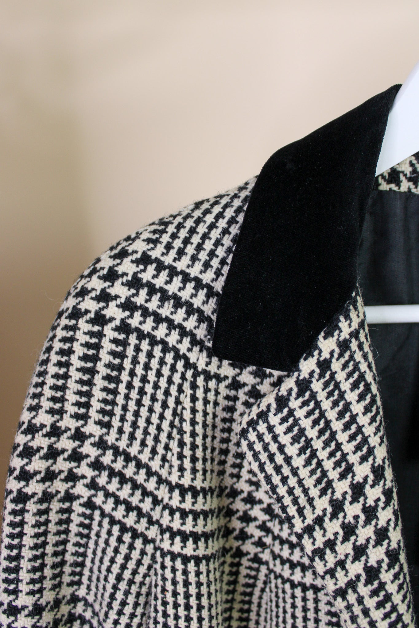 VINTAGE Houndstooth Check Wool Blazer Size 10-12