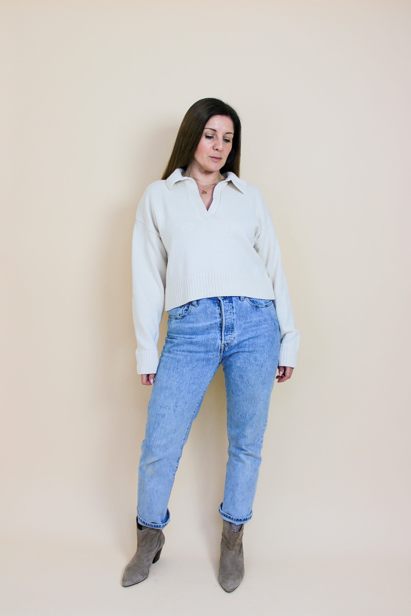 REFORMATION Organic Cotton Collar Pullover Jumper Size M