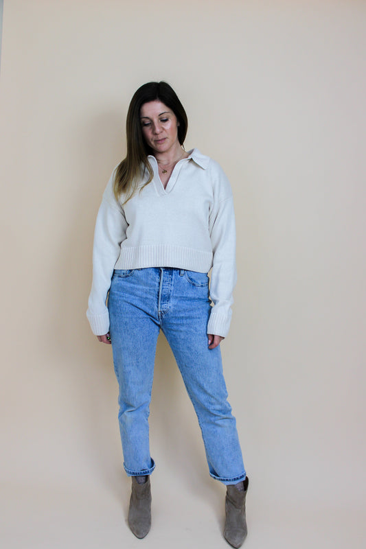 REFORMATION Organic Cotton Collar Pullover Jumper Size M