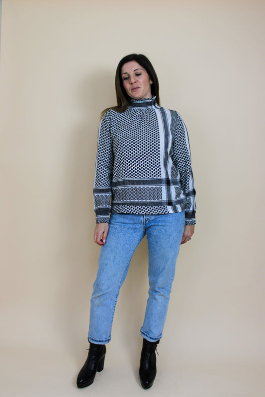 CECILIE COPENHAGEN Print Long Sleeve Shearing Blouse Size S