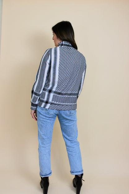 CECILIE COPENHAGEN Print Long Sleeve Shearing Blouse Size S