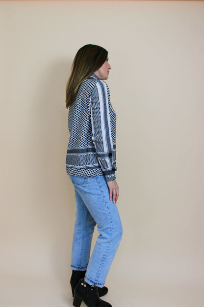 CECILIE COPENHAGEN Print Long Sleeve Shearing Blouse Size S