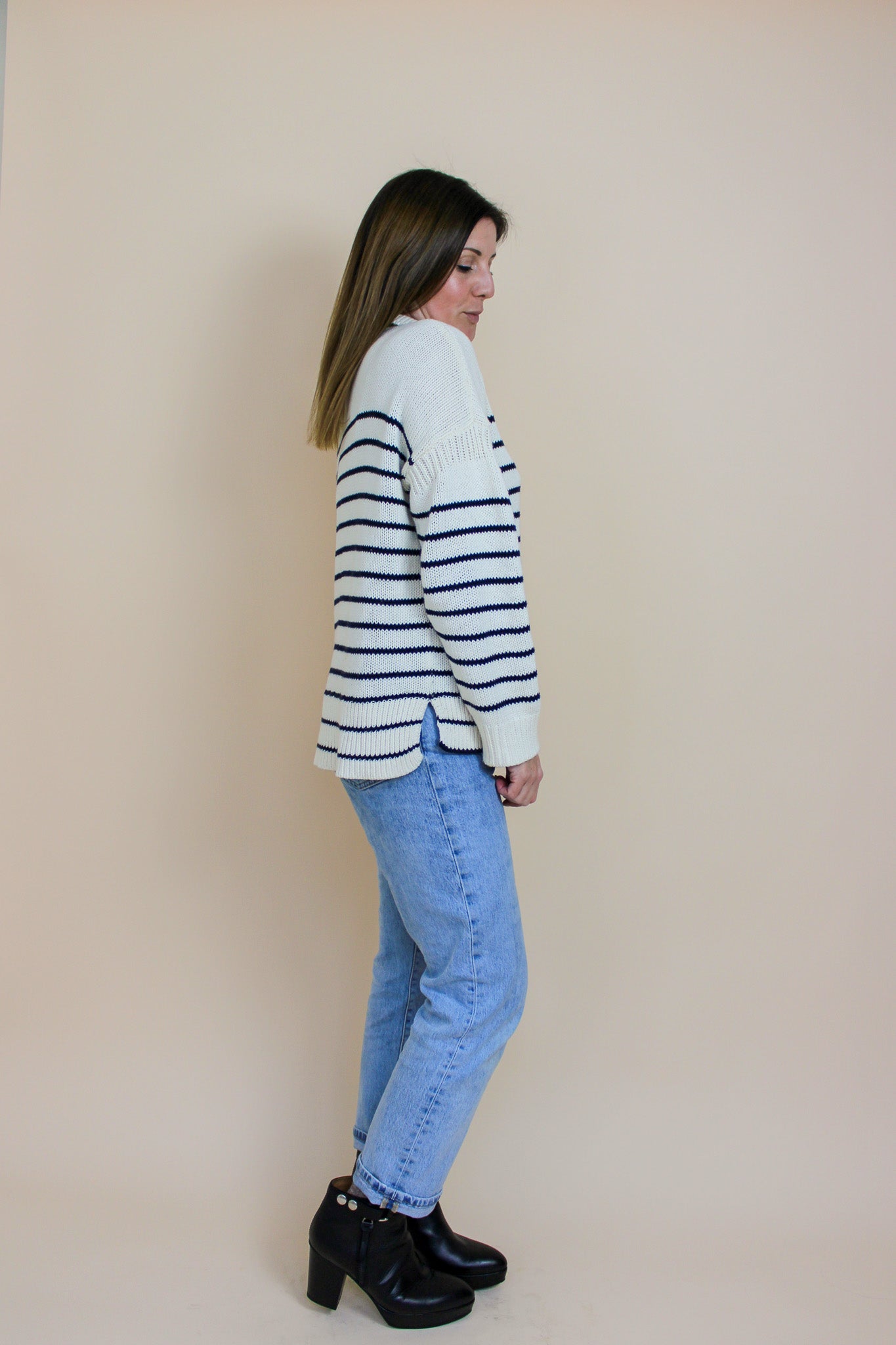 ALEX MILL Jacques Stripe Collar Pullover Jumper Size L