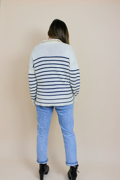 ALEX MILL Jacques Stripe Collar Pullover Jumper Size L
