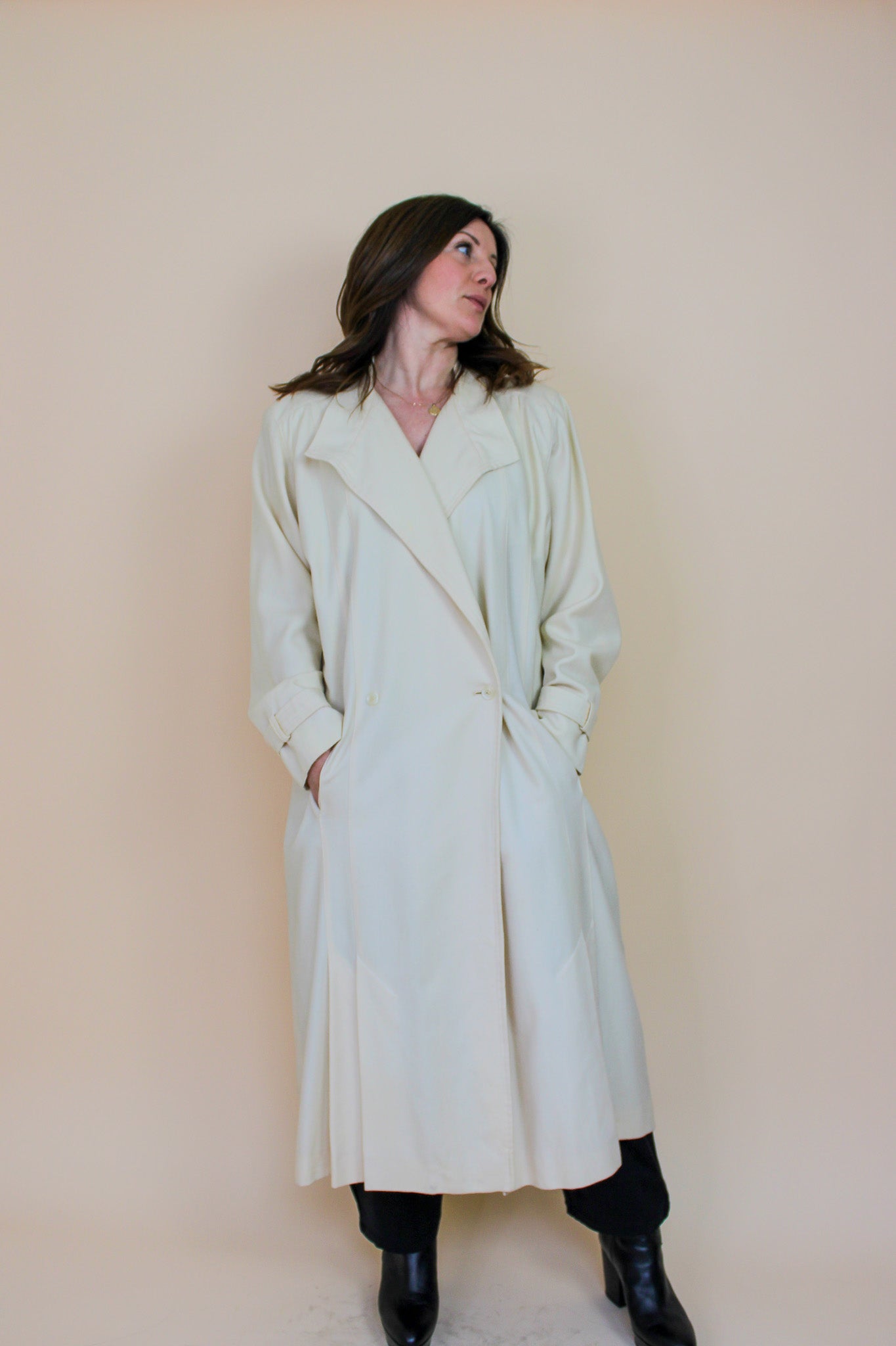 VINTAGE Wallis Long Wool Pleated Coat Size 12-14