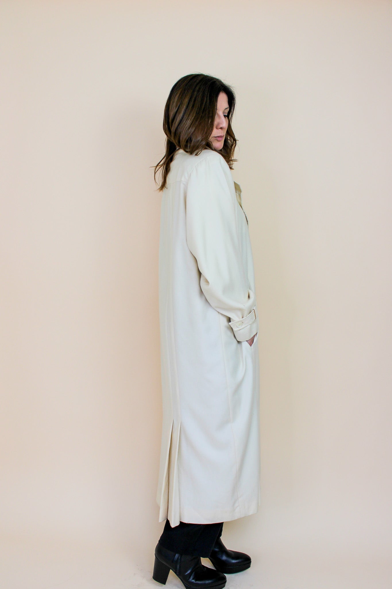 VINTAGE Wallis Long Wool Pleated Coat Size 12-14