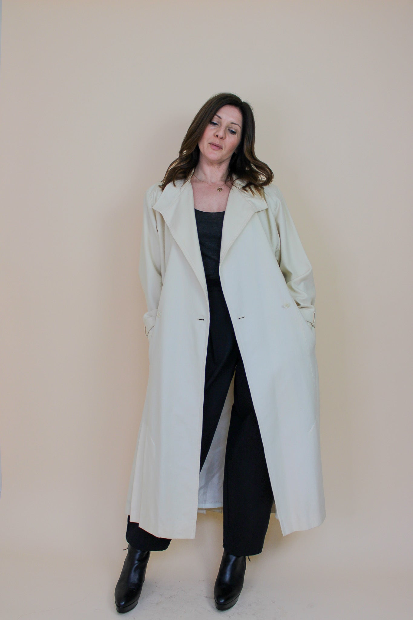 VINTAGE Wallis Long Wool Pleated Coat Size 12-14