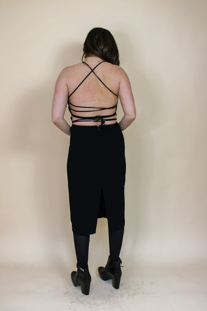 REFORMATION Lace up Open Back Fitted Dress Size 8