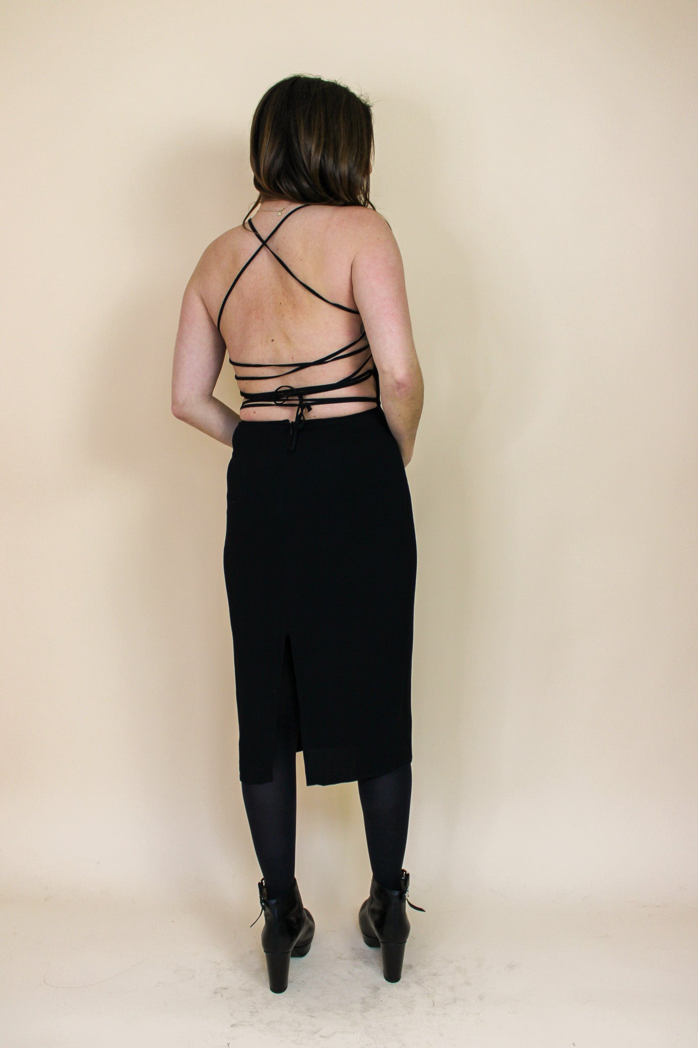 REFORMATION Lace up Open Back Fitted Dress Size 8