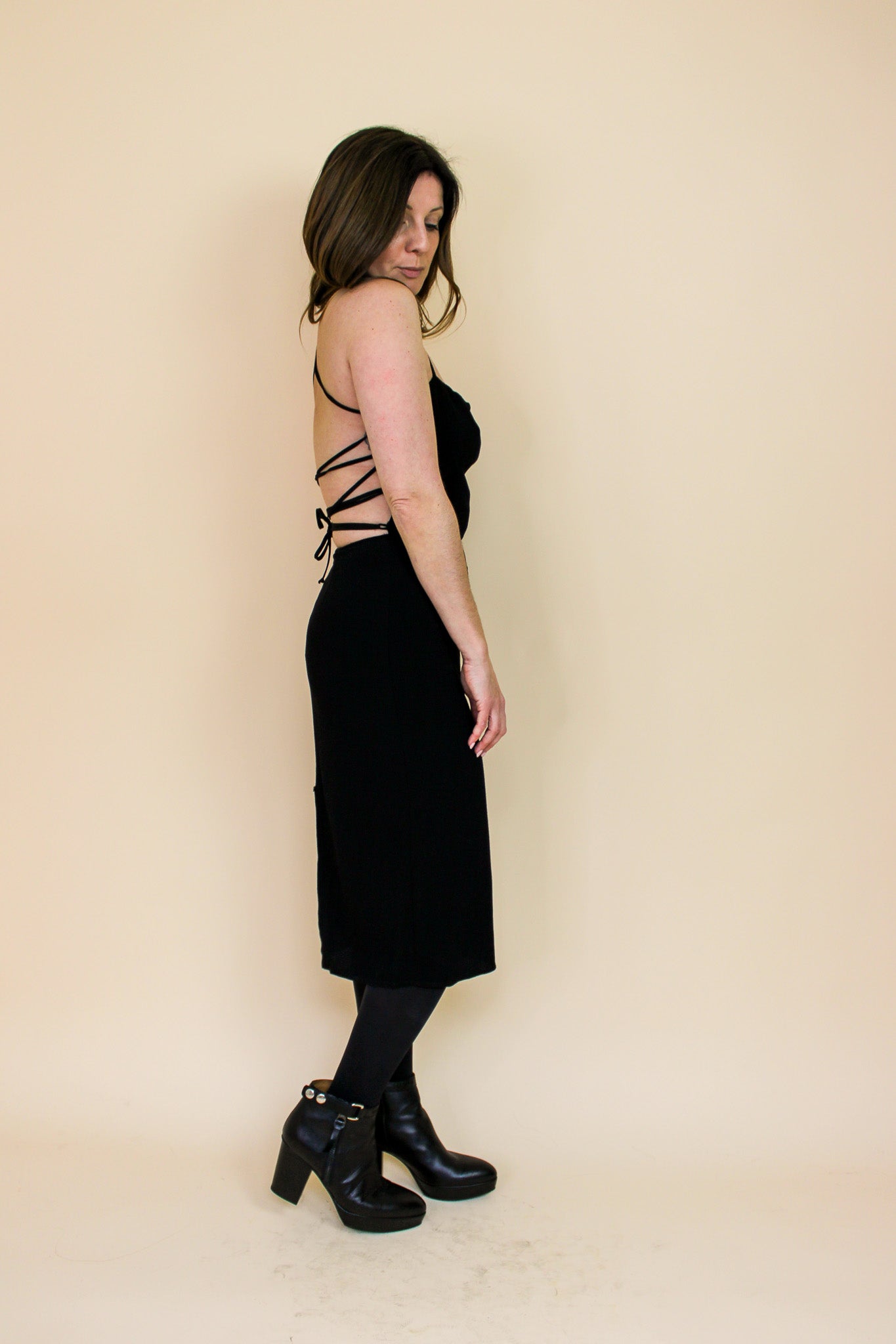 REFORMATION Lace up Open Back Fitted Dress Size 8