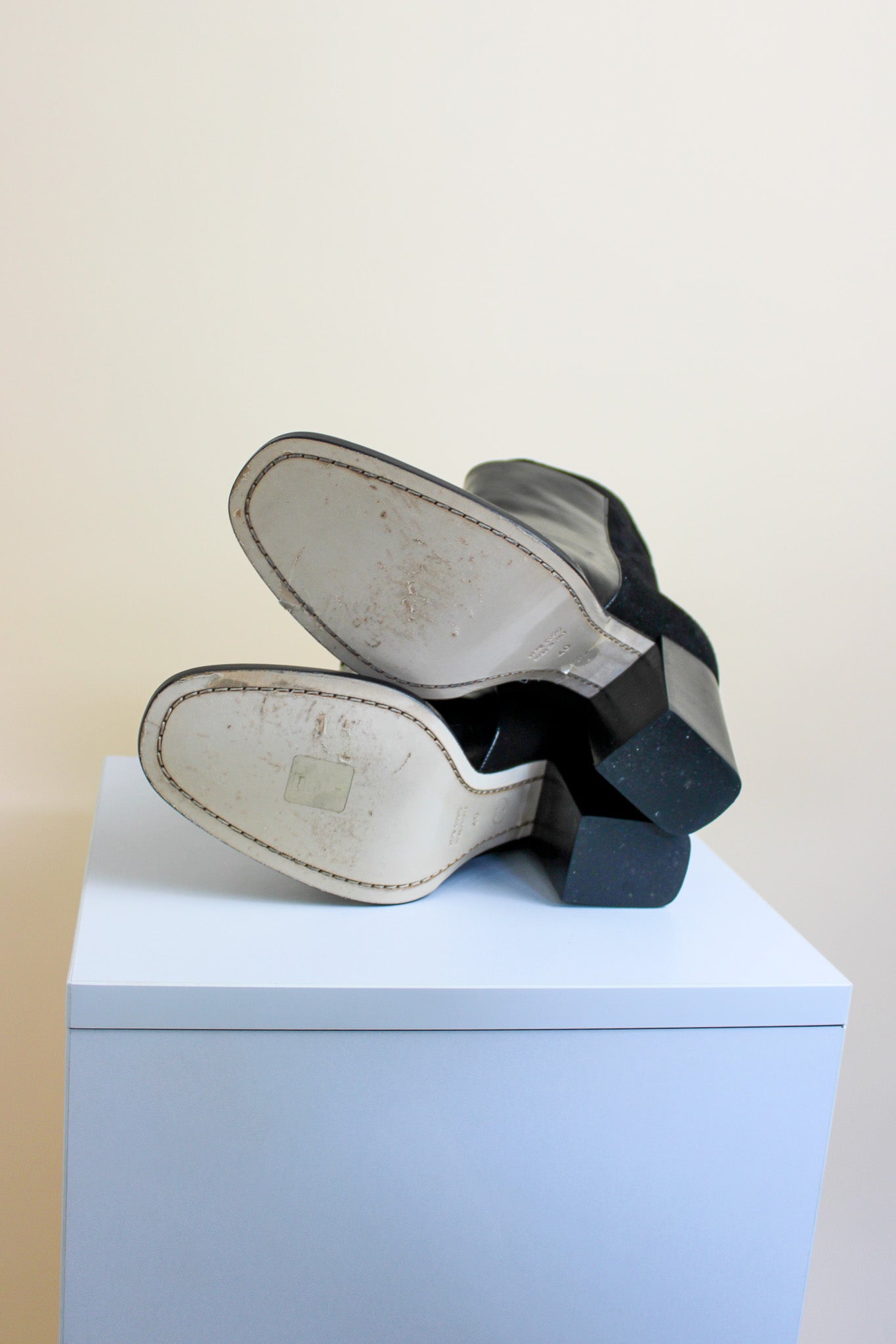 WANT LES ESSENTIELS Patent & Suede Heeled Ankle Boots Size 7