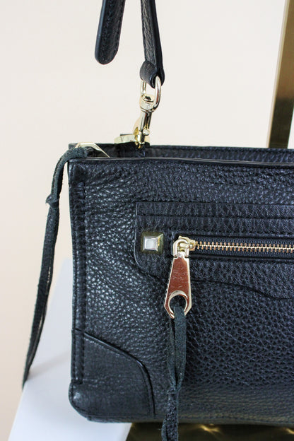 REBECCA MINKOFF Leather Zip Pocket Adjustable Strap Crossbody Bag O/S