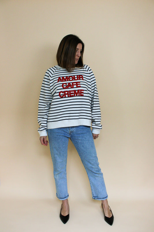 SEZANE Amour Cafe Creme Breton Sweatshirt Size XXL