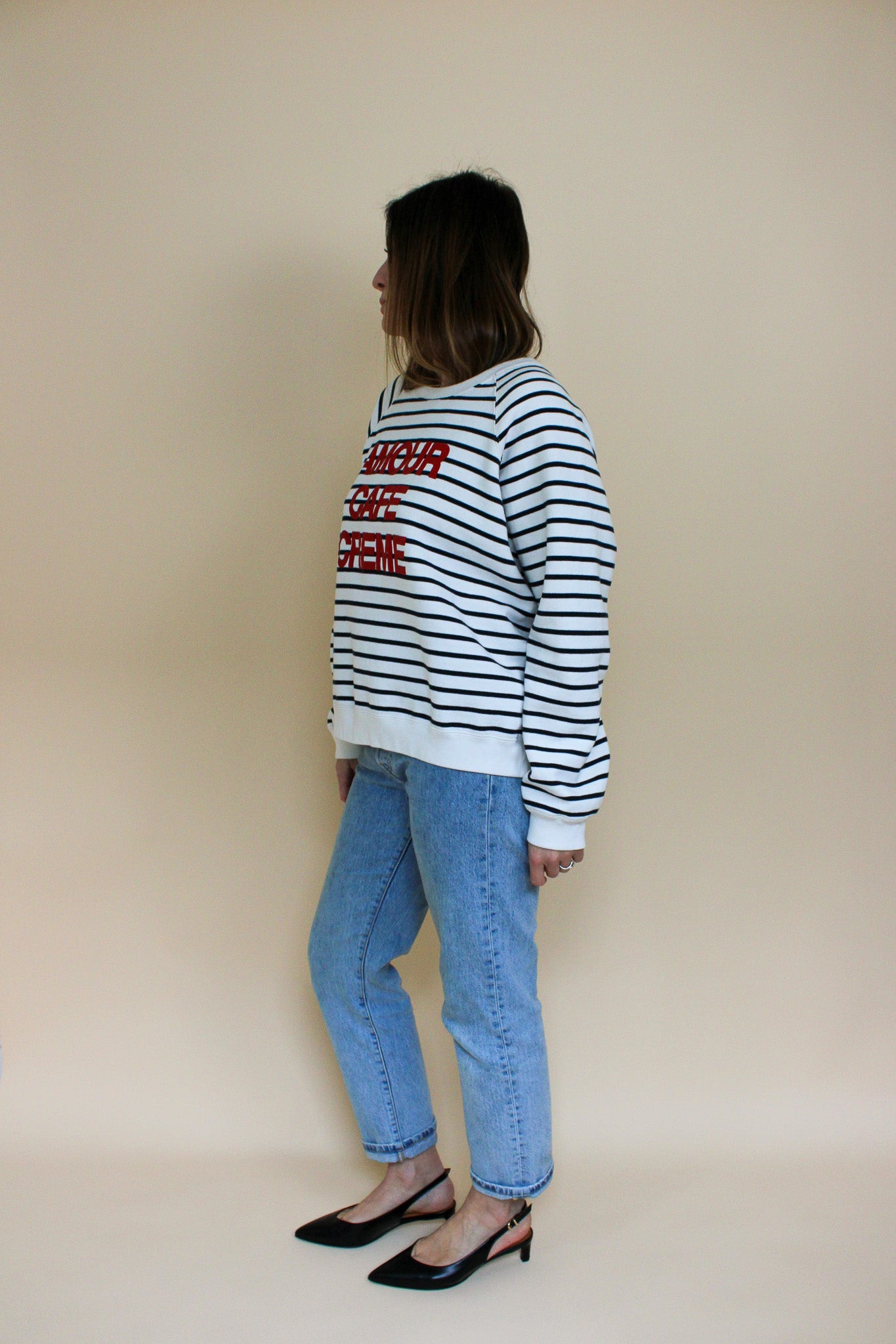 SEZANE Amour Cafe Creme Breton Sweatshirt Size XXL