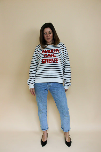 SEZANE Amour Cafe Creme Breton Sweatshirt Size XXL