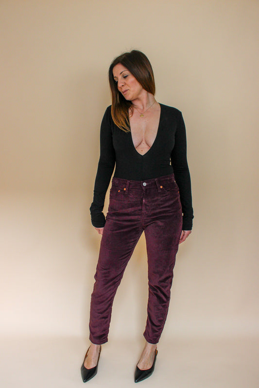 REFORMATION Troye long plunge jersey bodysuit Size M