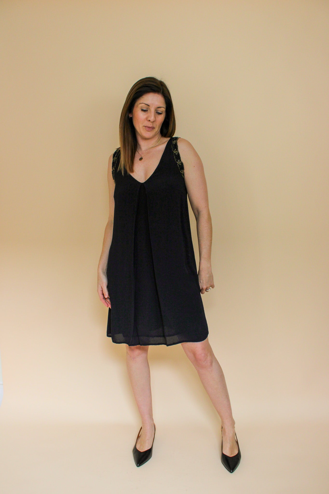 BIBA Bead Embellished Crepe Mini Dress Size 10