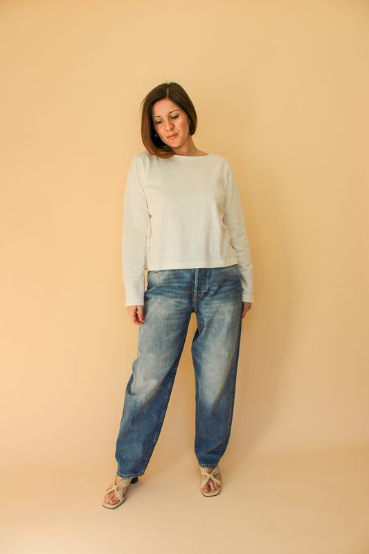 BEYOND NINE Boat Neck Top Size M