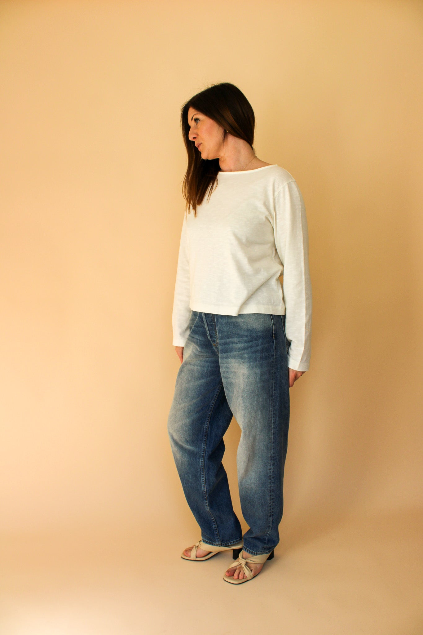 BEYOND NINE Boat Neck Top Size M