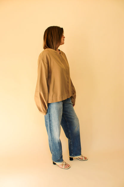 JESSICA LEWIS Wide Neck Tapered Sleeve Blouse Size M