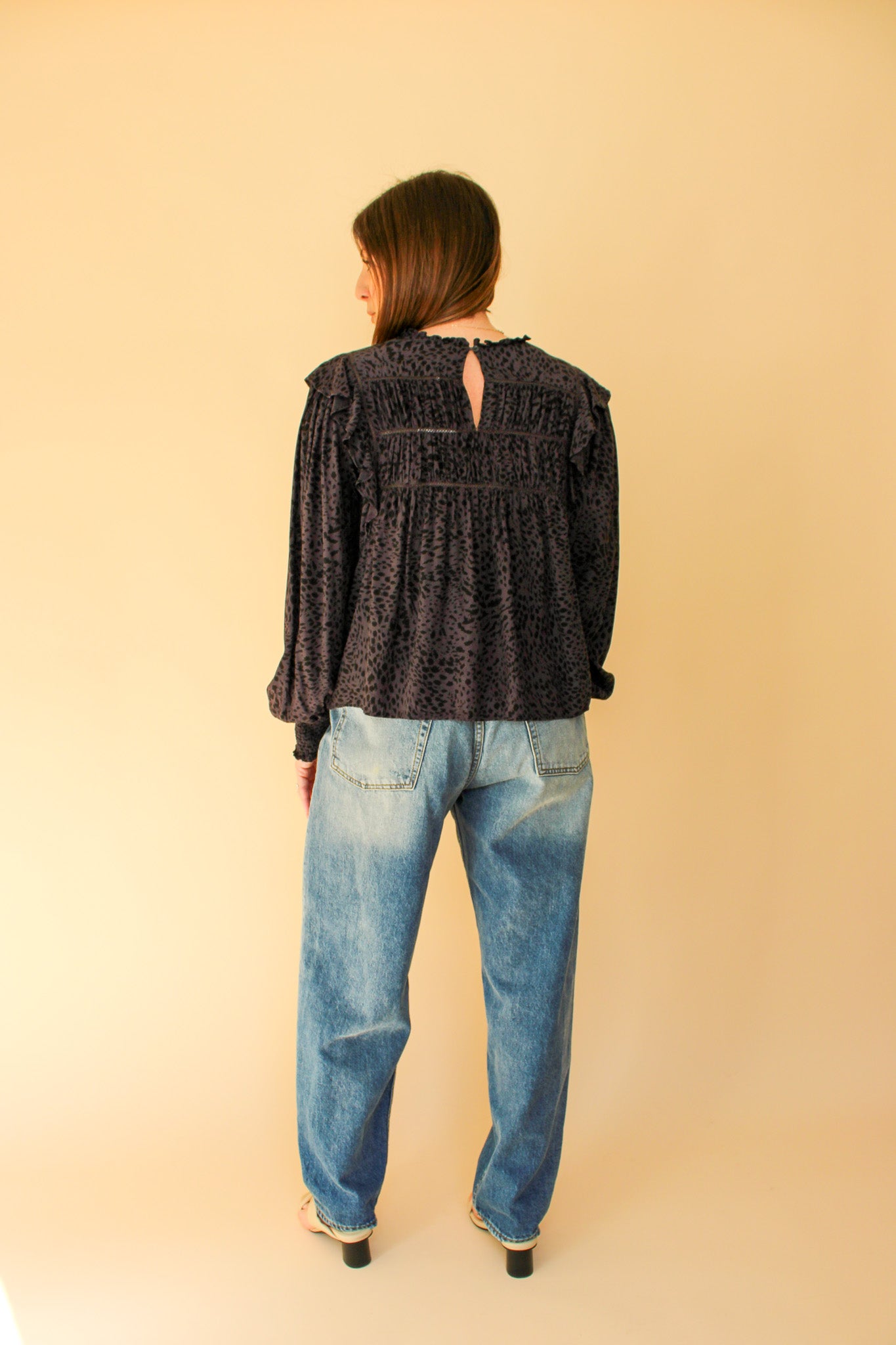 RAILS Kade Animal Print Smock Blouse Size L