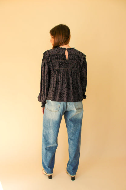 RAILS Kade Animal Print Smock Blouse Size L