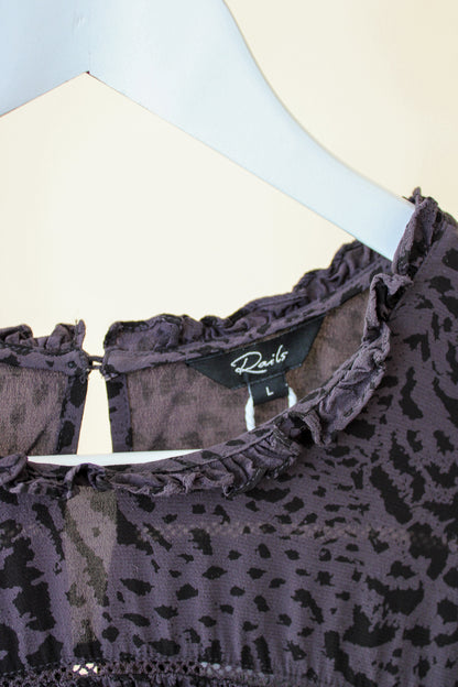 RAILS Kade Animal Print Smock Blouse Size L