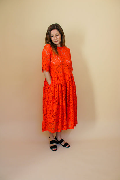 GANNI Jerome Lace Detailed Midi Dress Size 10