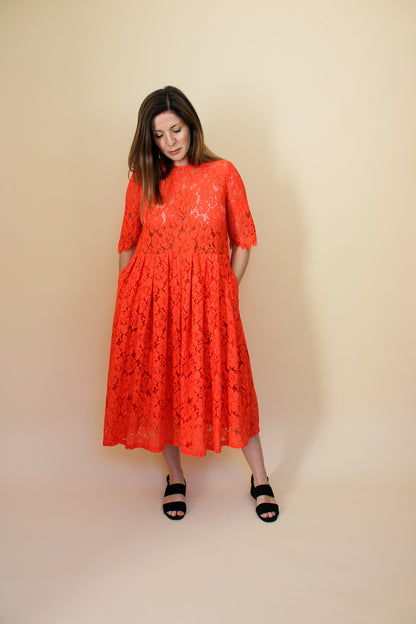 GANNI Jerome Lace Detailed Midi Dress Size 10