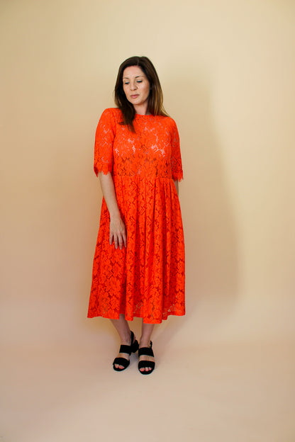 GANNI Jerome Lace Detailed Midi Dress Size 10