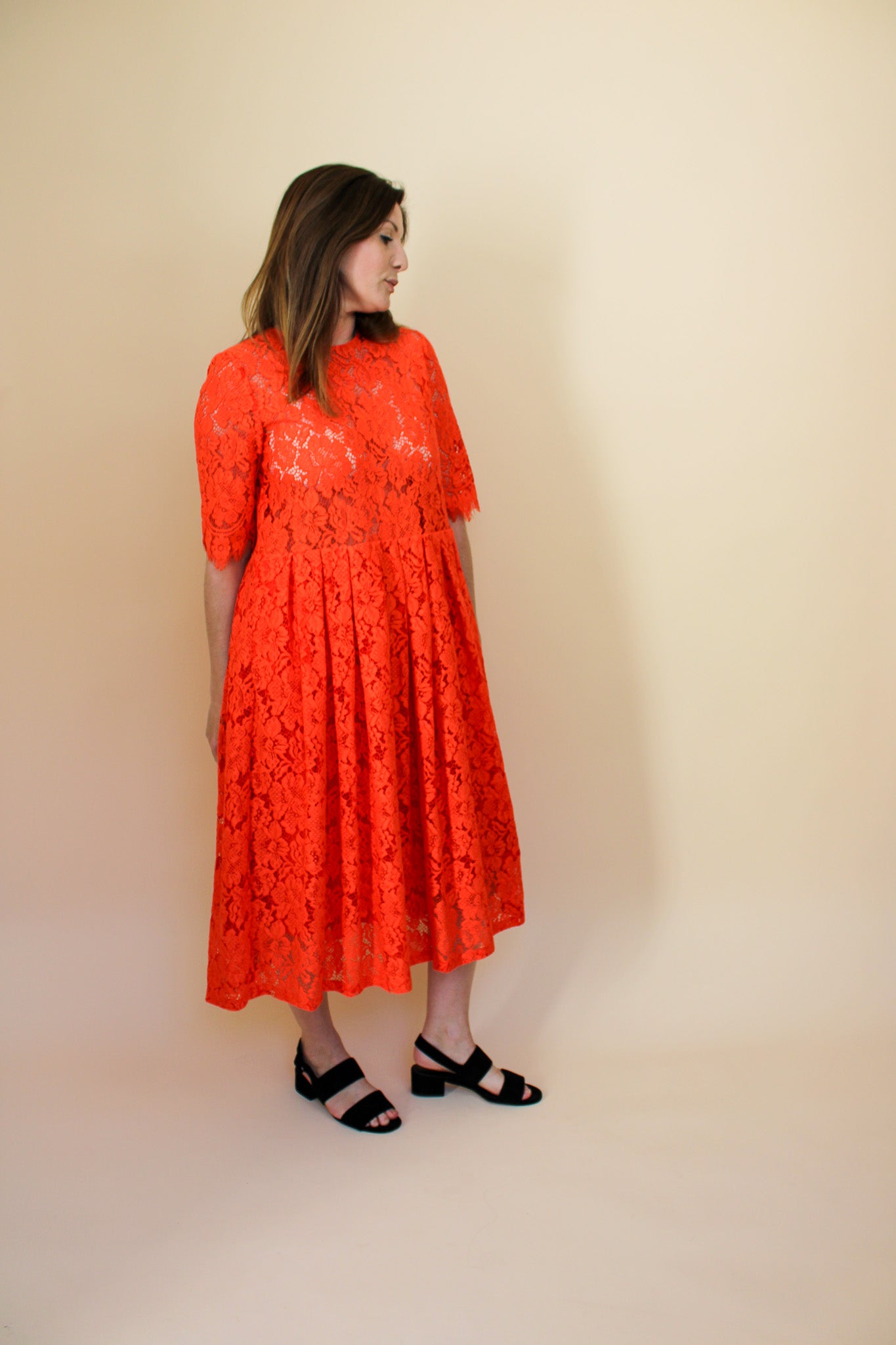 GANNI Jerome Lace Detailed Midi Dress Size 10