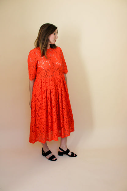 GANNI Jerome Lace Detailed Midi Dress Size 10