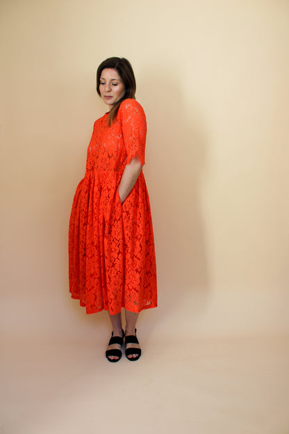 GANNI Jerome Lace Detailed Midi Dress Size 10
