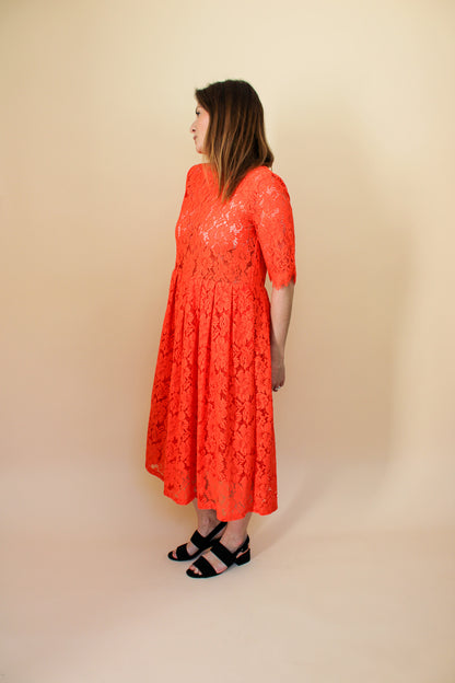 GANNI Jerome Lace Detailed Midi Dress Size 10