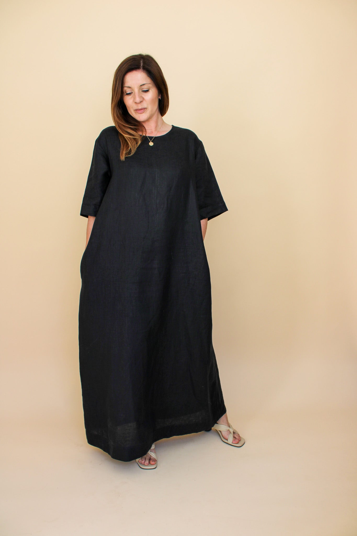 ASCENO linen maxi dress Size M