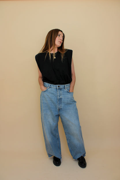 RAEY Wide Leg Raw Edge Loose Jeans Size 30"