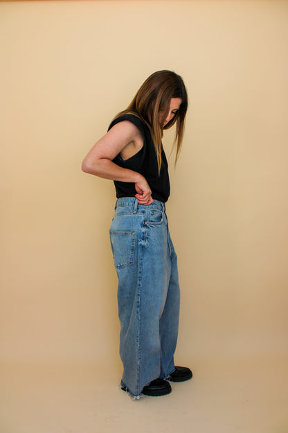 RAEY Wide Leg Raw Edge Loose Jeans Size 30"