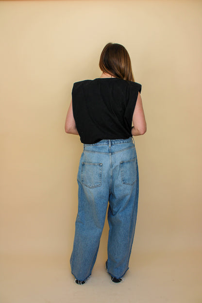 RAEY Wide Leg Raw Edge Loose Jeans Size 30"