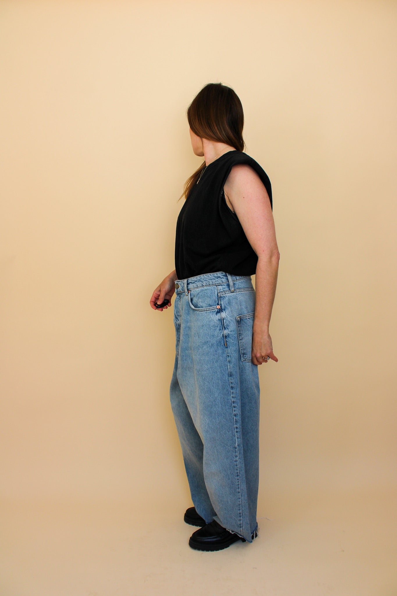 RAEY Wide Leg Raw Edge Loose Jeans Size 30"